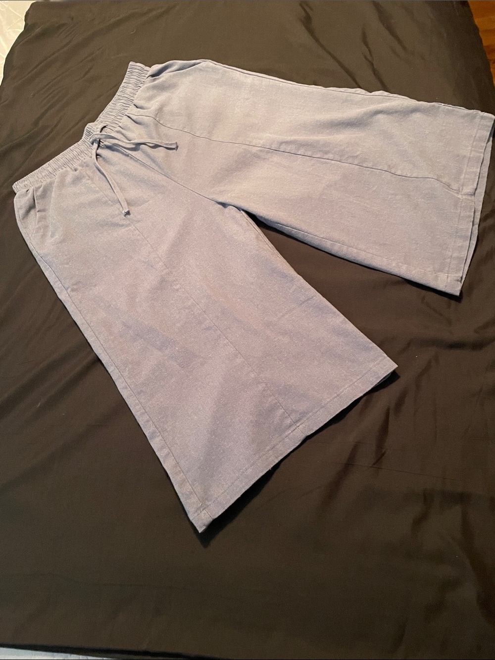 Relaxed Wide-Leg Drawstring Pants in Light Blue